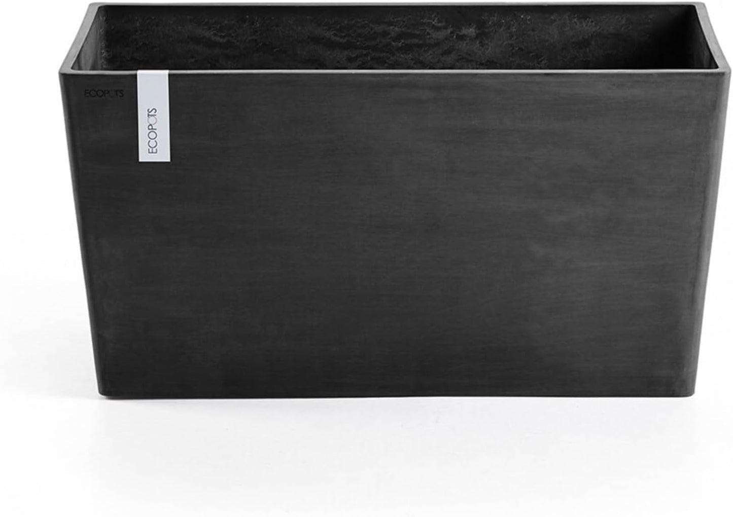 Ecopots Paris Durable Modern Rectangular Indoor/Outdoor Recycled-Based Composite Flower Planter, Dark Grey, 23.5"