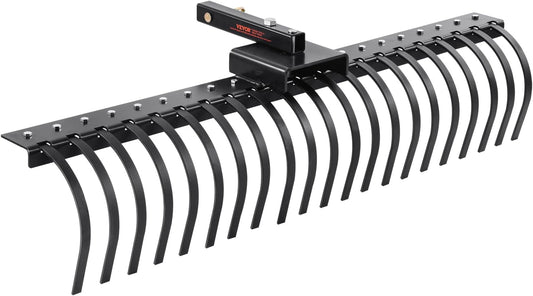 VEVOR Tow Behind Landscape Rake, 60" Tow Dethatcher with 21 Steel Coil Tines, Lawn Dethatcher Rake Attaches to 48" or 60" Toolbars and 3-Point Suspension Systems, for Leaves, Pine Needles, and Grass