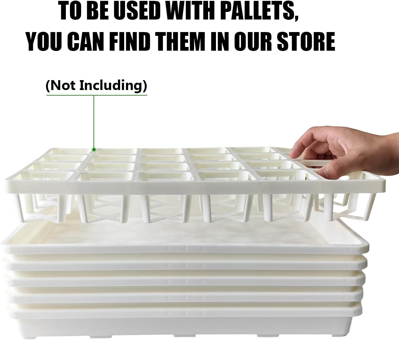 5 Pack Nursery Pot Tray, Carrying and Holding Plant Tray for Pot 24 Cell Carrying Holder Drainage Watering Plant Tray (White)