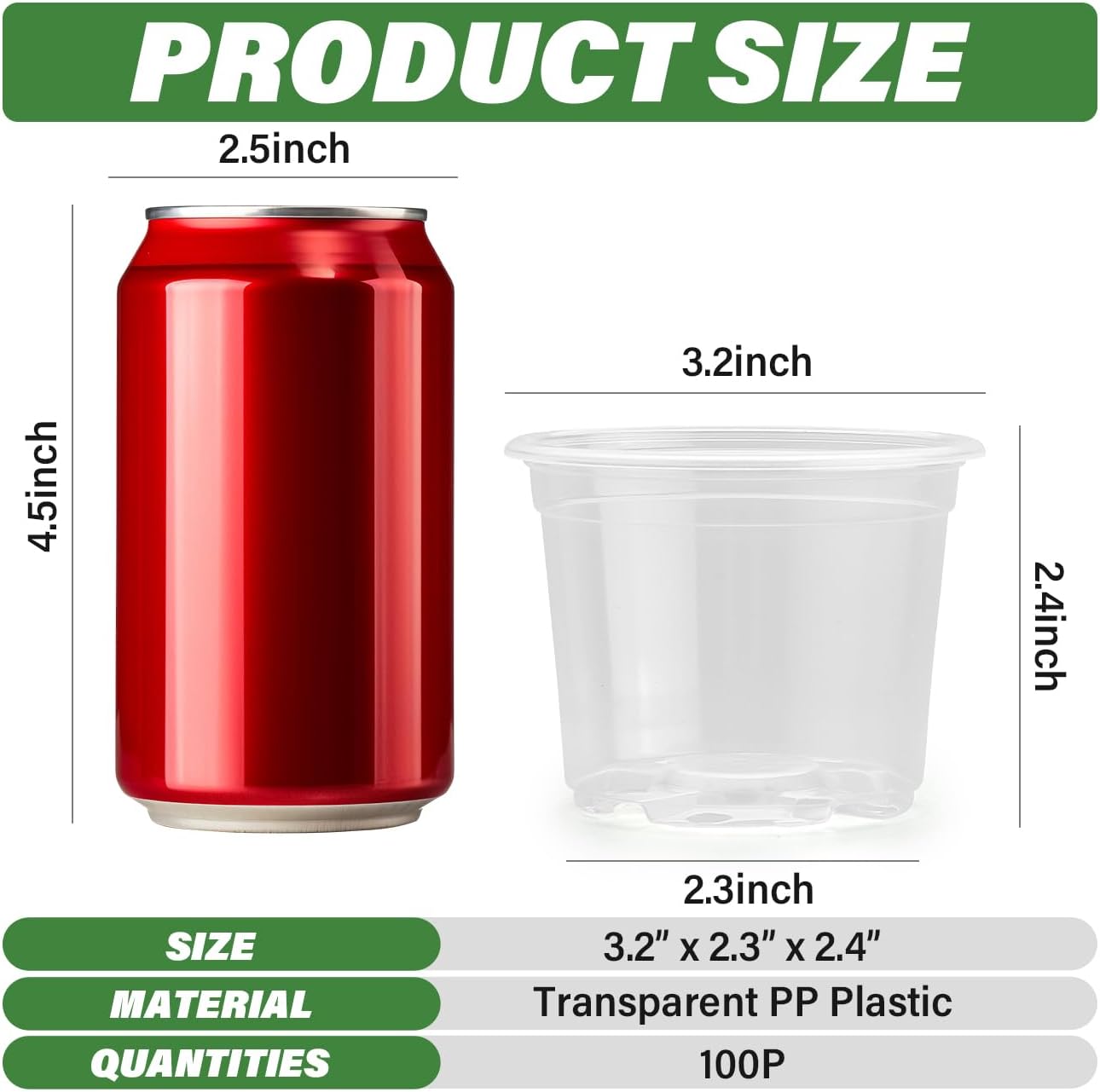 Clear Seedling pots 100-Pack 3.2 Inches Round for Seeds Starter Pots, Seeds Germination Transparent Clean Pots with Drainage Holes(100 Pcs, 3.14Inch)