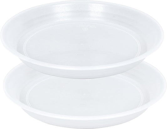 2 Pack Clear Plant Saucer Drip Tray 13 14 inch, Large Plastic Flower Planter Saucers and Drip Trays for Indoors Outdoors, Heavy Durable Plant Plate Water Catcher (14", Clear)