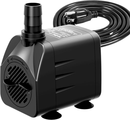 400GPH Submersible Water Pump(1500L/H,25W),Ultra Quiet Fountain Pump with 6.5ft High Lift, Pond Pump for Fish Tank, Pond, Aquarium, Statuary, Hydroponics.