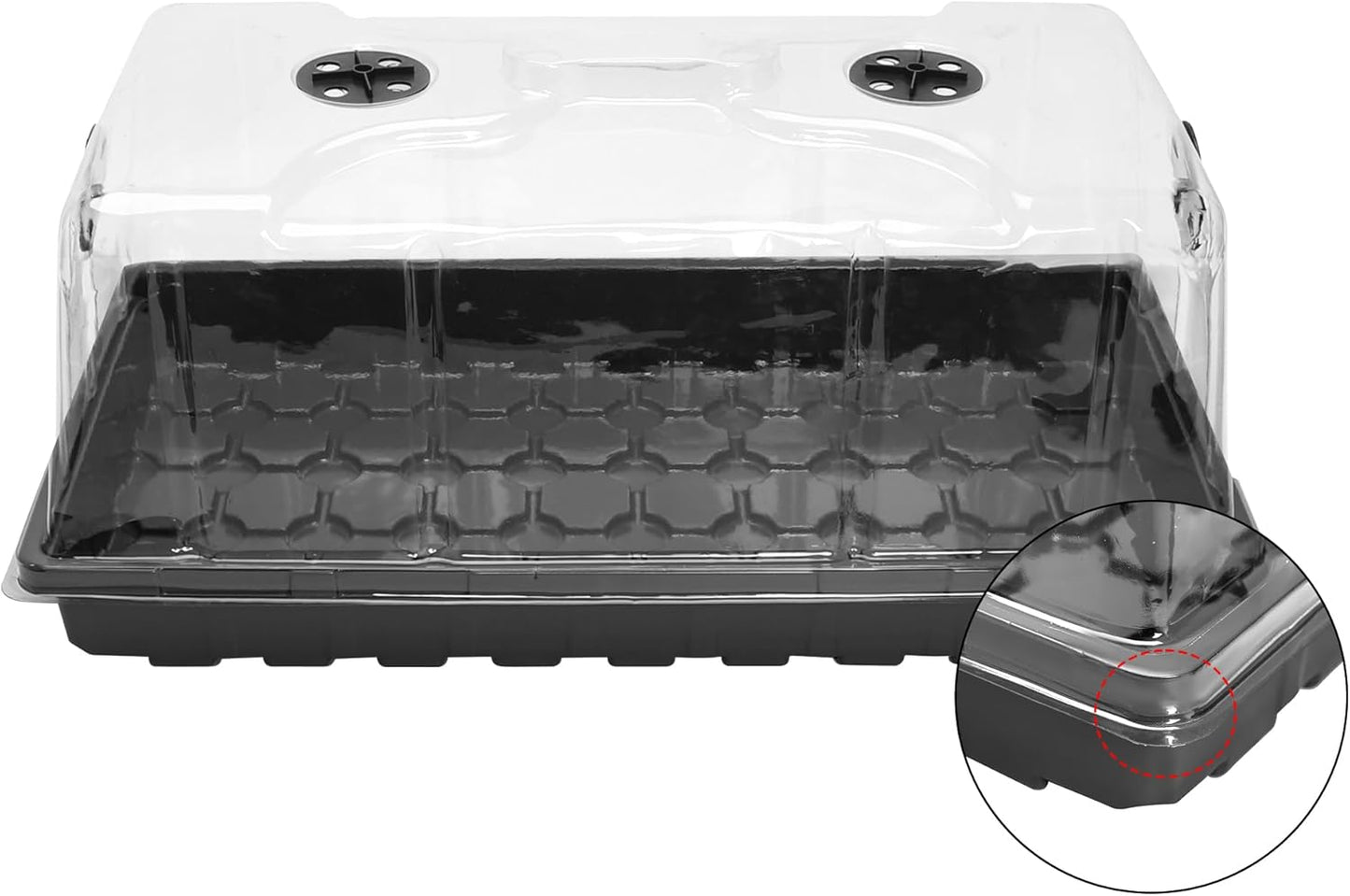 MIXC 10 Pack Humidity Dome 7" Tall Extra Strength, 1020 Growing Trays Cover, Propagation Seed Cloning Lid Vented for 10 x 20 Inch Flat Tray and Seed Starting Germination, Black