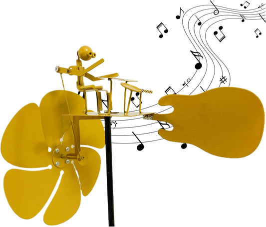 Handmade Metal Rock Band Windmill, Drummer Wind Spinner, Unique Drummer Statue Gift for Music Lovers, Garden Decor for Outside, Windmill for Yard and Garden