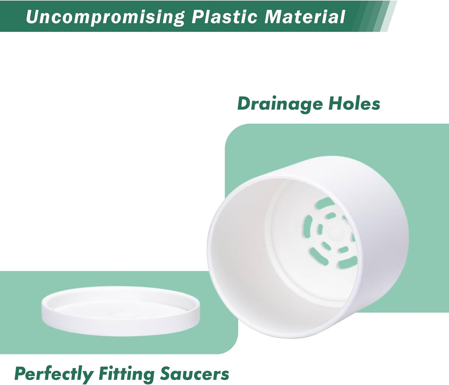 D'vine Dev 18 Pack 2.5 Inch Mini Plastic Plant Pots, Small Garden Planters for Plant with Drainage Holes and Saucers, White Color, 74-Z-B-5