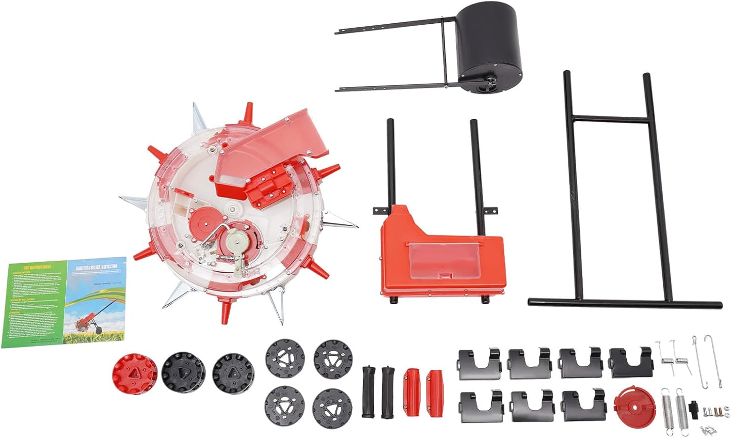 Manual Seeder,Garden Hand-Push Seeding Machine Walk-Behind Row Crop Planter Roller Seeding Hand Push Seeder for Soy Peanut Corn Cotton Soybean (6 Nozzles)