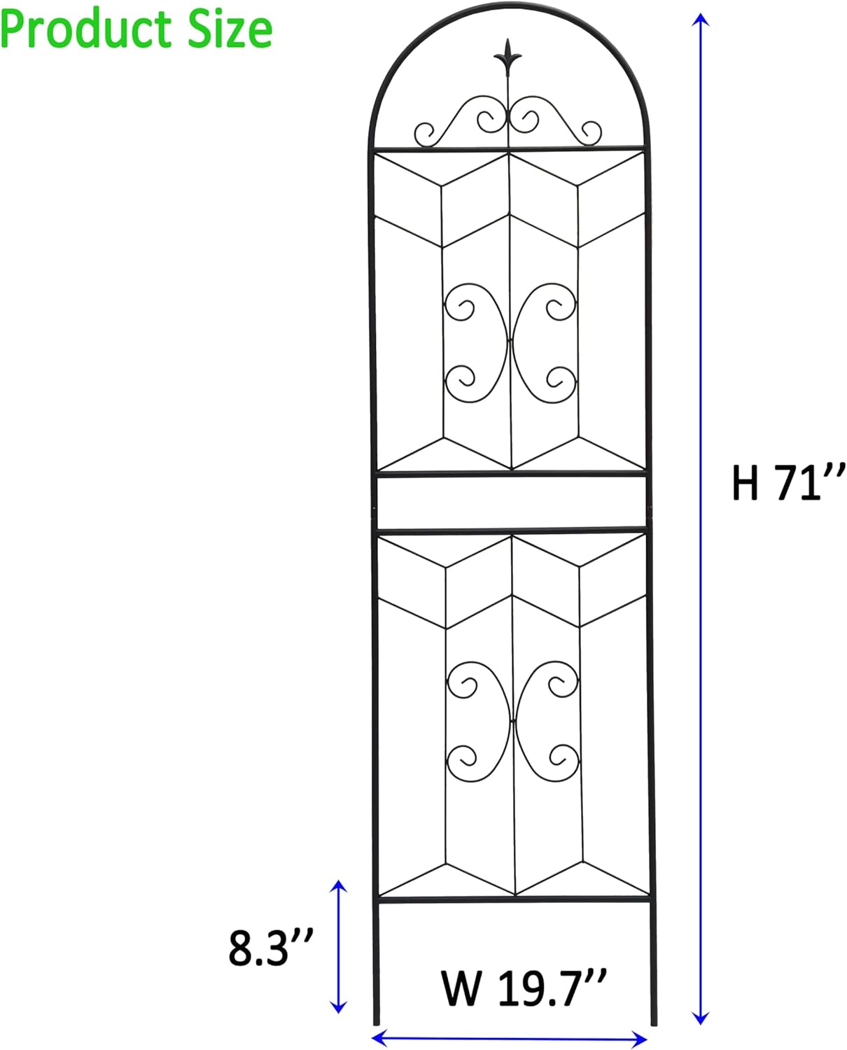 2 Pack 71x20in Garden Trellises with Black Metal Coating, Trellis for Climbing Plants Outdoor, Roses, Vines, Flowers, and Vegetables.