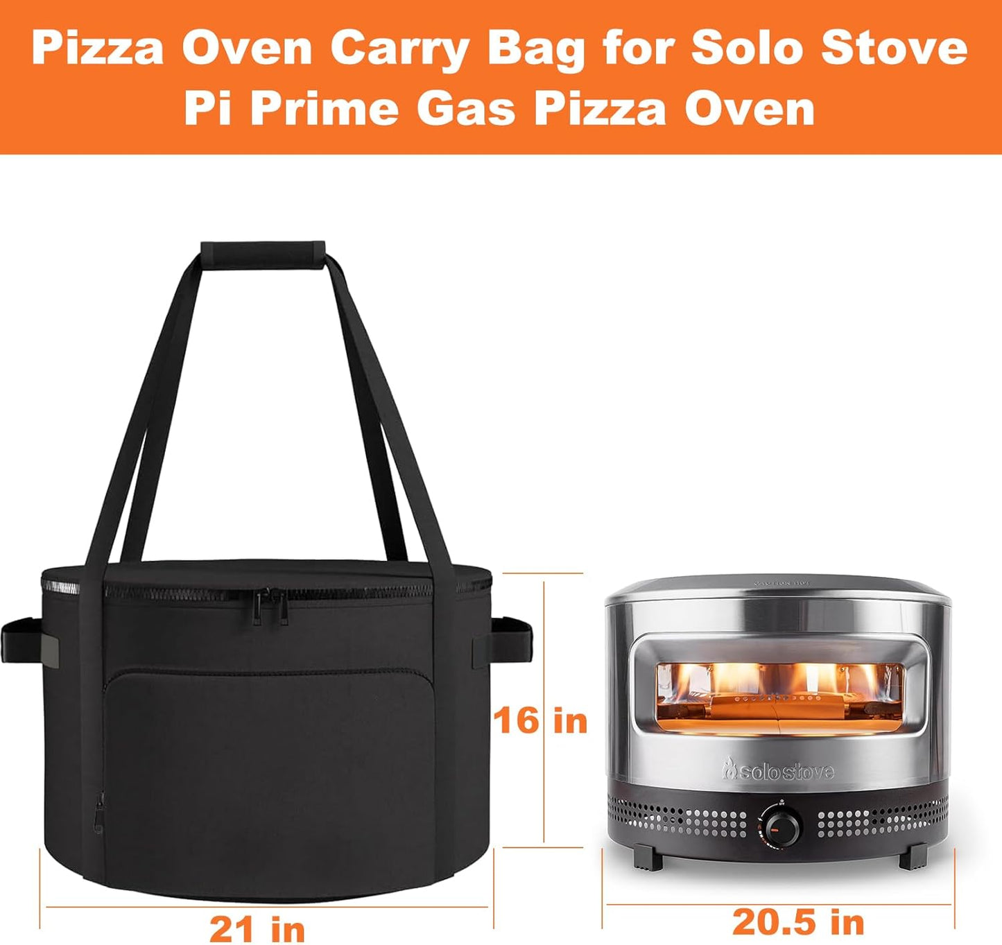 Pizza Oven Carry Bag for Solo Stove Pi Pizza Oven, Waterproof Dustproof Solo Stove Pi Shelter, Storage Bag with Durable Handles, 21" Dia x 16" H Caryy Case for PizzaOven