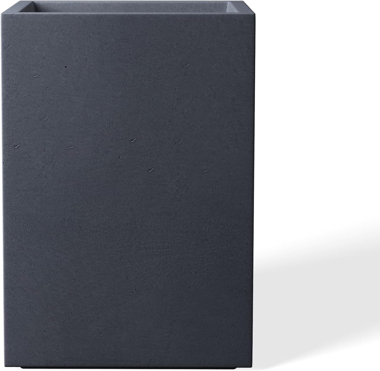 Kante 15.7" H Tall Rectangular Concrete Planters, Outdoor Indoor Lightweight Plant Pots with Drainage Hole and Rubber Plug, Modern Style for Home Garden Patio, Charcoal