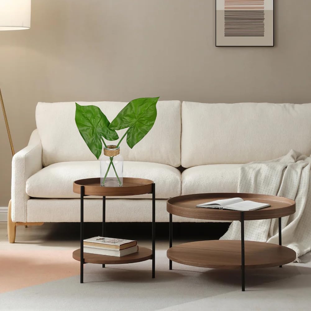 Fake Plants Faux Greenery Stems in Glass Vase with Faux Water, Realistic Silk Faux Plants Artificial Tropical Leaves for Home Bathroom Office Wedding Centerpiece Décor