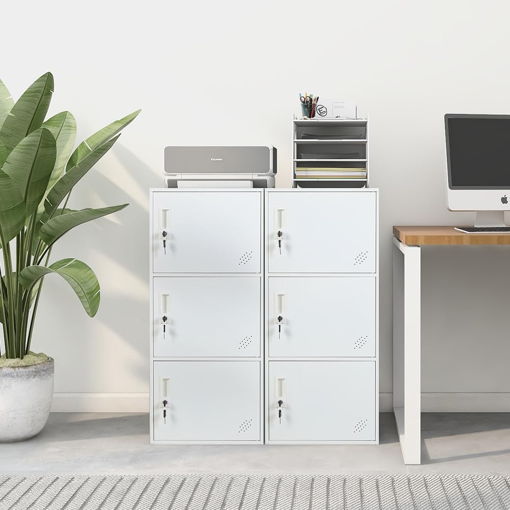 3 Door Vertical Stackable Storage Cabinet with Lock,Anti-Failing Device, Metal Lcoker,Organizer for Office, Home, Gym, School,Employee,Kids. (White)