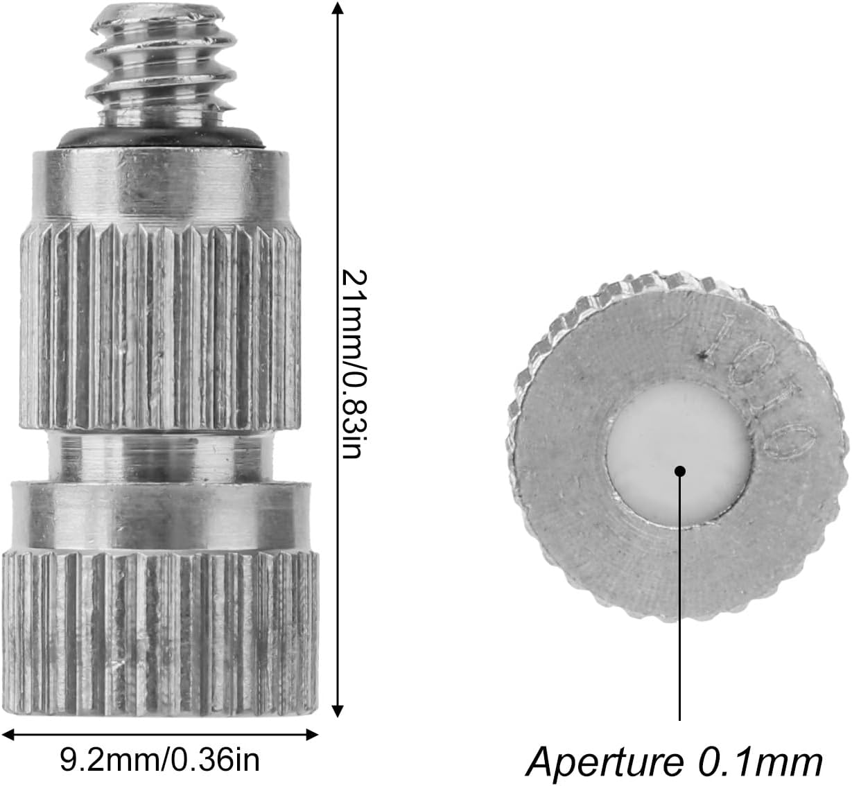 5pcs Brass Misting Nozzles, 3/16in Threaded 0.1mm Orifice High Pressure Spray Mist Nozzle Heads Tips Mister Parts for Outdoor Cooling System Greenhouses Landscaping & Patios