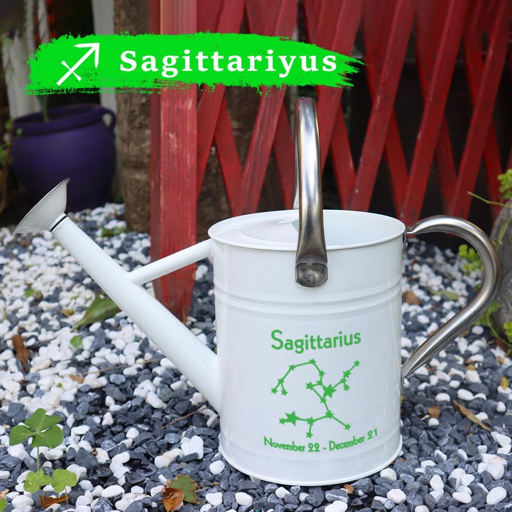 12 Constellation Series Metal Watering Can for Outdoor and Indoor Plants, Watering Can Decor, 1 Gallon (Sagittarius)