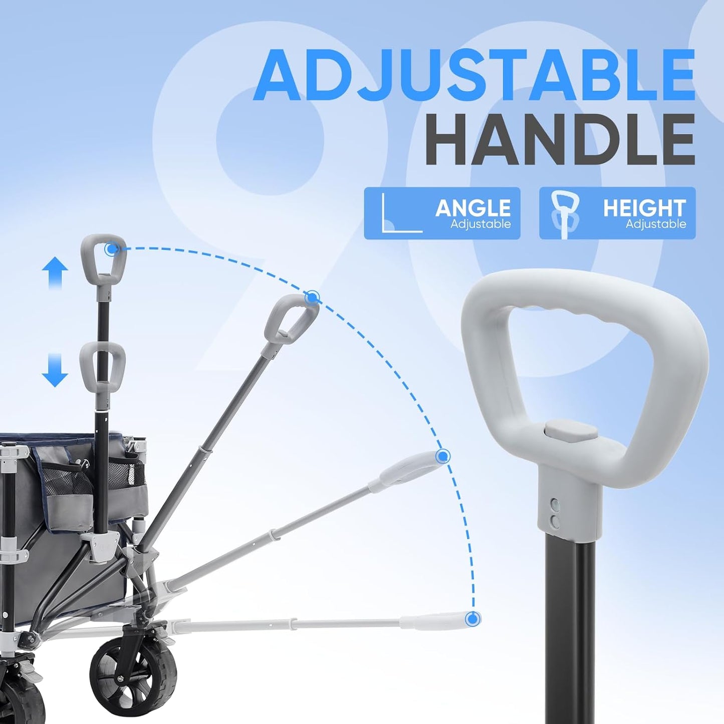 Collapsible Wagon Cart with 440lbs Weight Capacity, Heavy Duty Foldable Wagon with Big All-Terrain Wheels & Drink Holders, Utility Carts for Camping, Garden, Outdoor, Grocery, Sports. Gray