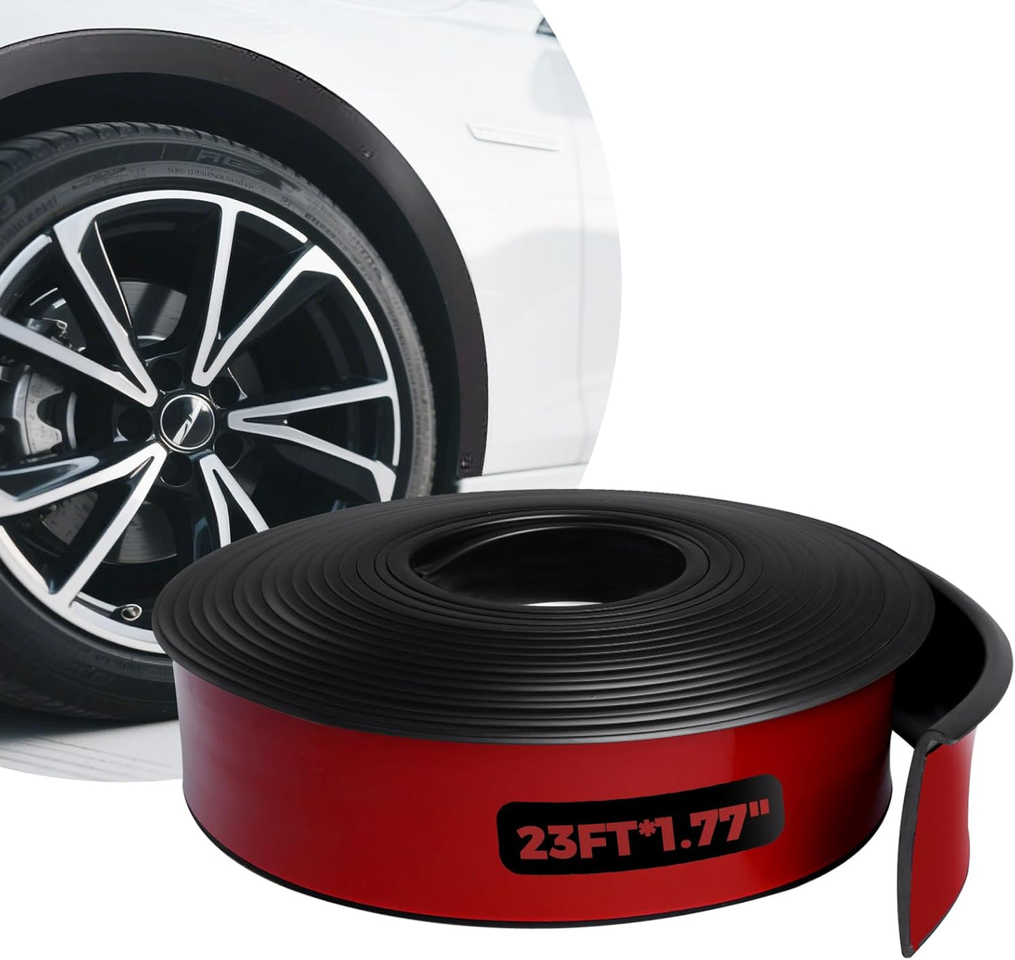 Fender Flares Edge Trim,Car Wheel Eyebrow Arch Trim Lips Strip Fender Flare Protector, Fender Flare Rubber Seal for Car and Truck Wheel Arch Well Black, 23ft(l) x0.14ft(w)