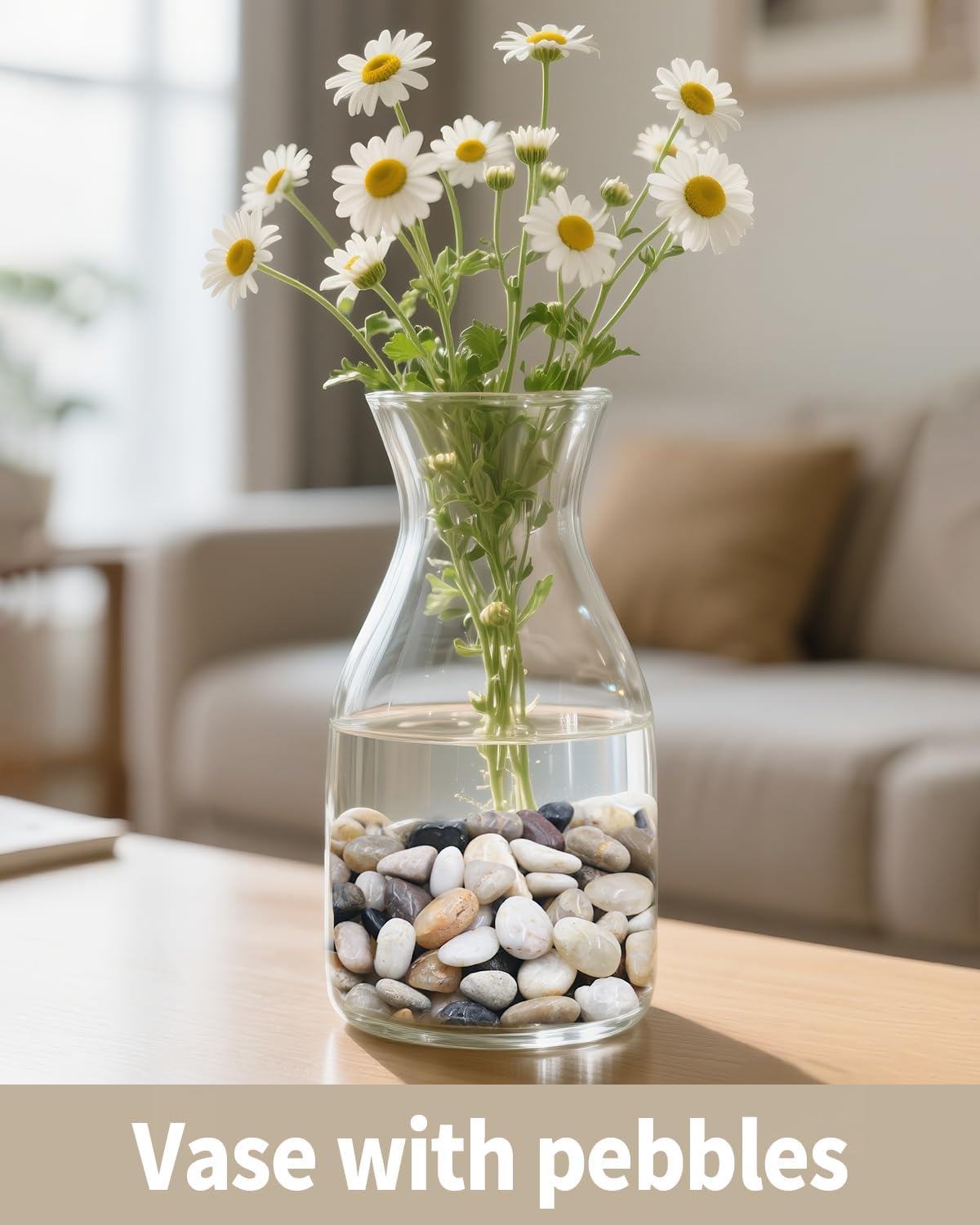 2.5lb Natural Polished River Rocks - 5/16-5/8 Inch Decorative Stones for Plants Garden Landscaping & Outdoor Decor Small Smooth Pebbles for Indoor/Outdoor