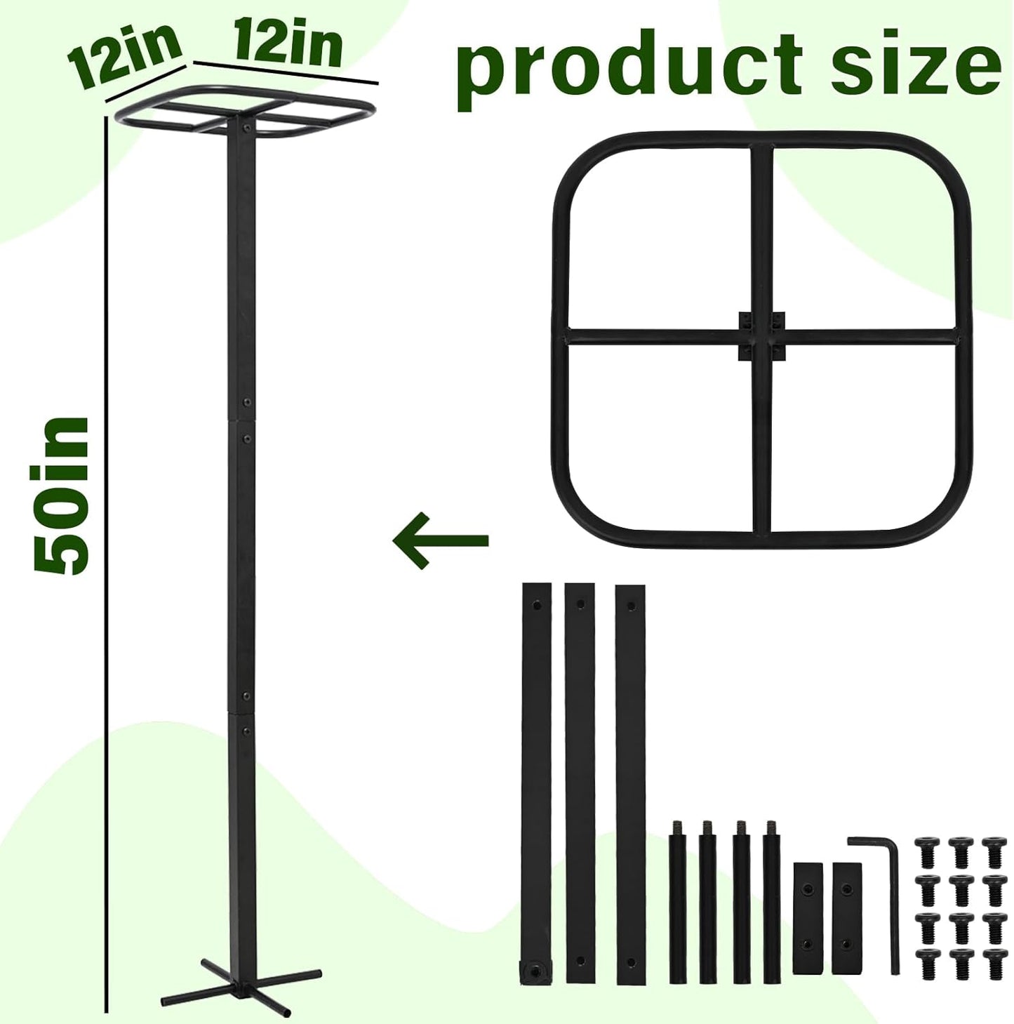 2PCS Dragon Fruit Trellis - Metal Plant Support for Climbing Plants in Outdoor Gardens, Easy Assembly, 12'' x 12'' x 50'' Size, Durable & Weatherproof Garden Support System