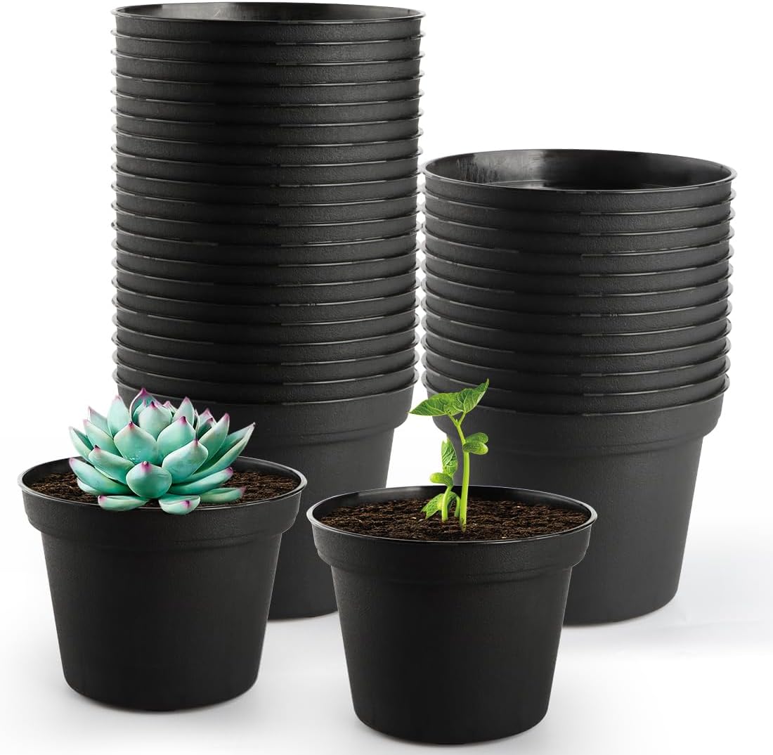 160 Pack 3 Inch Black Nursery Pots - Plastic Seedling, Seed Starter, Germination Pots with Drainage for Plants, Succulents, Flowers, Transplanting