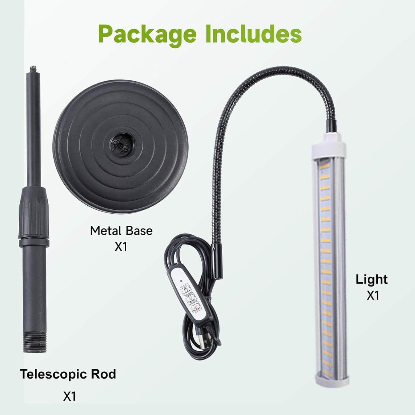 Grow Lights for Indoor Plants 10 inch Lamp Full Spectrum Desk LED Grow Light with Base for Indoor Plant Growing Lamp, Adjustable Gooseneck, Suitable Plants Growth (Without USB Plug) (105 LEDs)