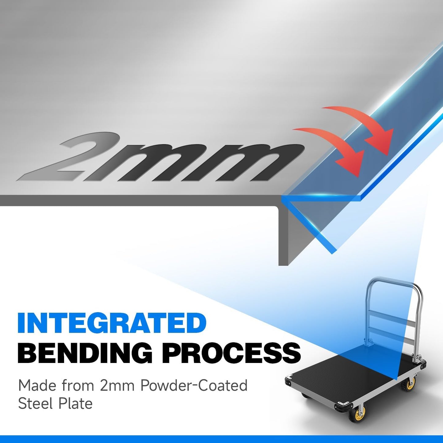 Extra Large Platform Truck Cart, 44 x 28 Heavy Duty Push Cart Dolly 2500 LBS Capacity, Flat Cart with Non-Slip Mat and 6" Swivel Brake Wheels