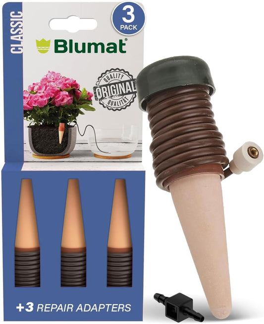 Blumat Classic Plant Watering Stakes (3 Pack) (with Adapter)