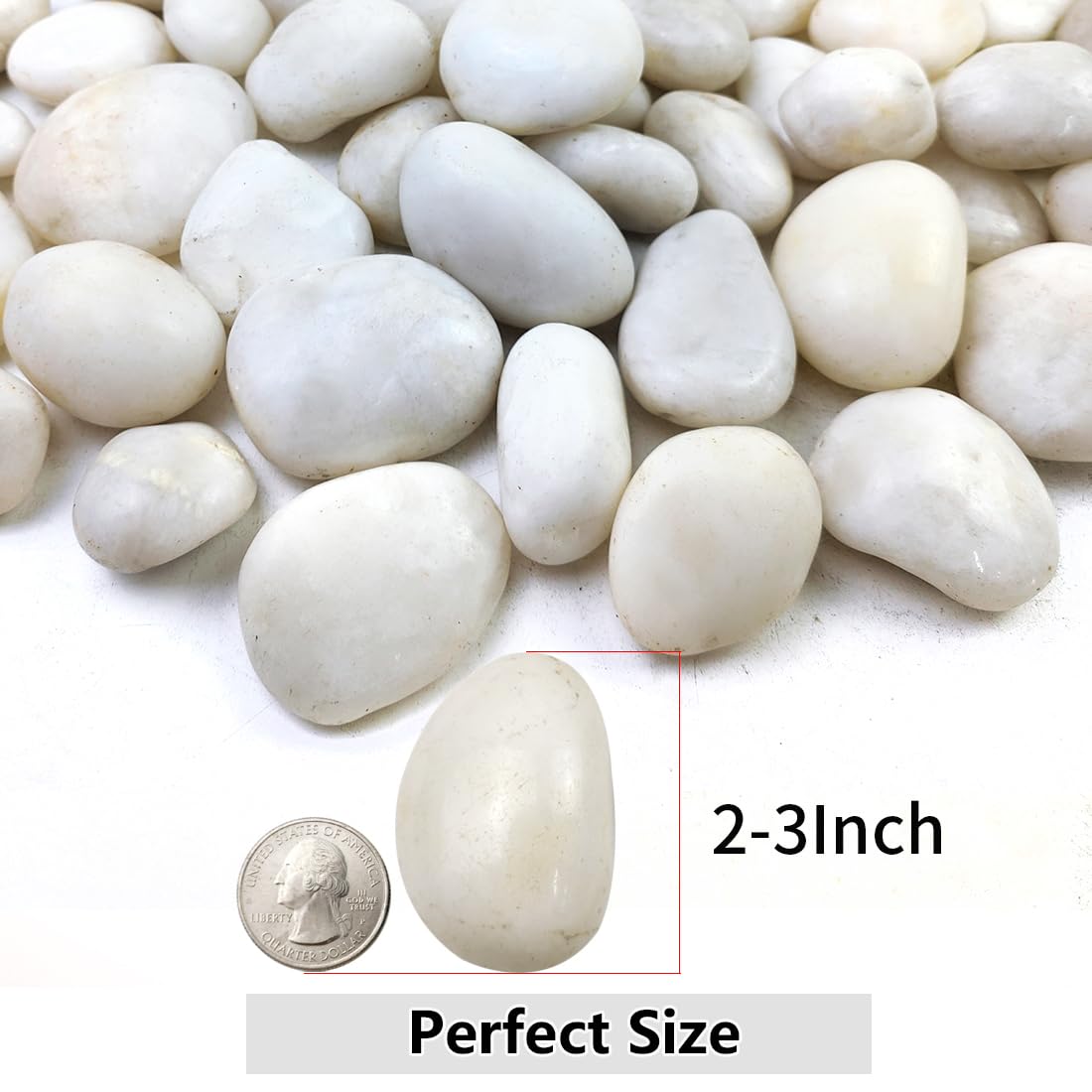 40lbs White River Rocks for Landscaping, 2-3 Inch Natural Pebbles for Indoor Plants, High Polished Decorative Stones Garden Outdoor and Indoor DIY Vase Filler Fish Tank Aquariums