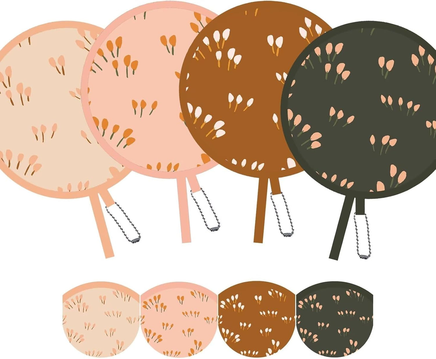 4 Pack Refreshing Style Japanese Foldable Hand Fans, Versatile Round Handheld Fans for Travel, Events, Indoor, and Outdoor Use (Breezy Summer)