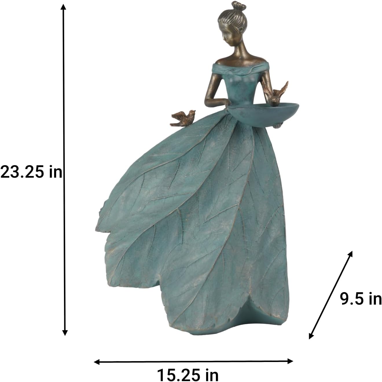 Dilicoming Large Garden Fairy Statue Bird Feeder & Bird Bath - 23-Inch Resin Outdoor Yard Decor Angel Statue, Decorative Girl Sculpture for Garden, Lawn, Patio