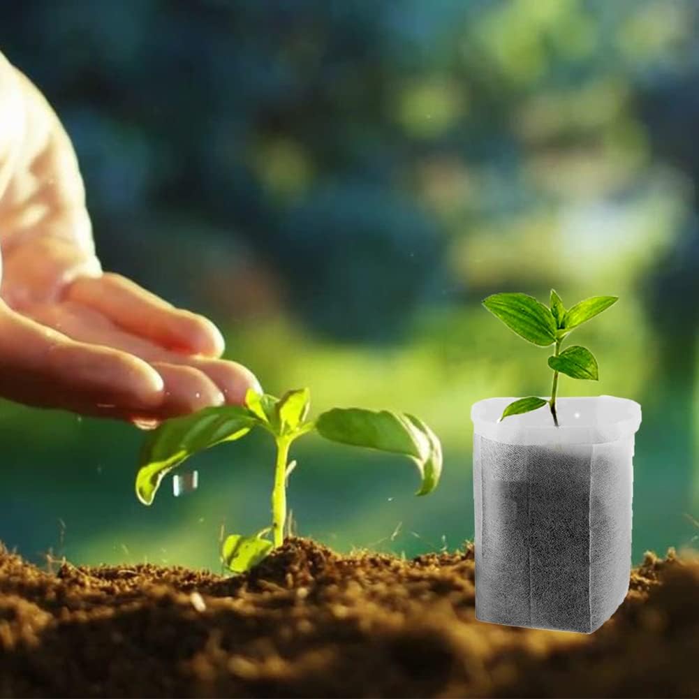 100Pcs Nursery Growing Bags,Non-Woven Fabric Seedlings Grow Bag for High Seedling Survival Rate,Plant Bags for Planting,Garden Seed Starters Pouch Small（4.2"x4.2"）