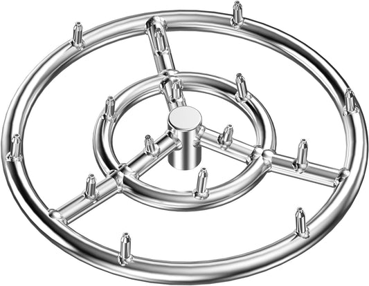 Skyflame 12-Inch Round Stainless Steel Fire Pit Jet Burner Ring - High Flame