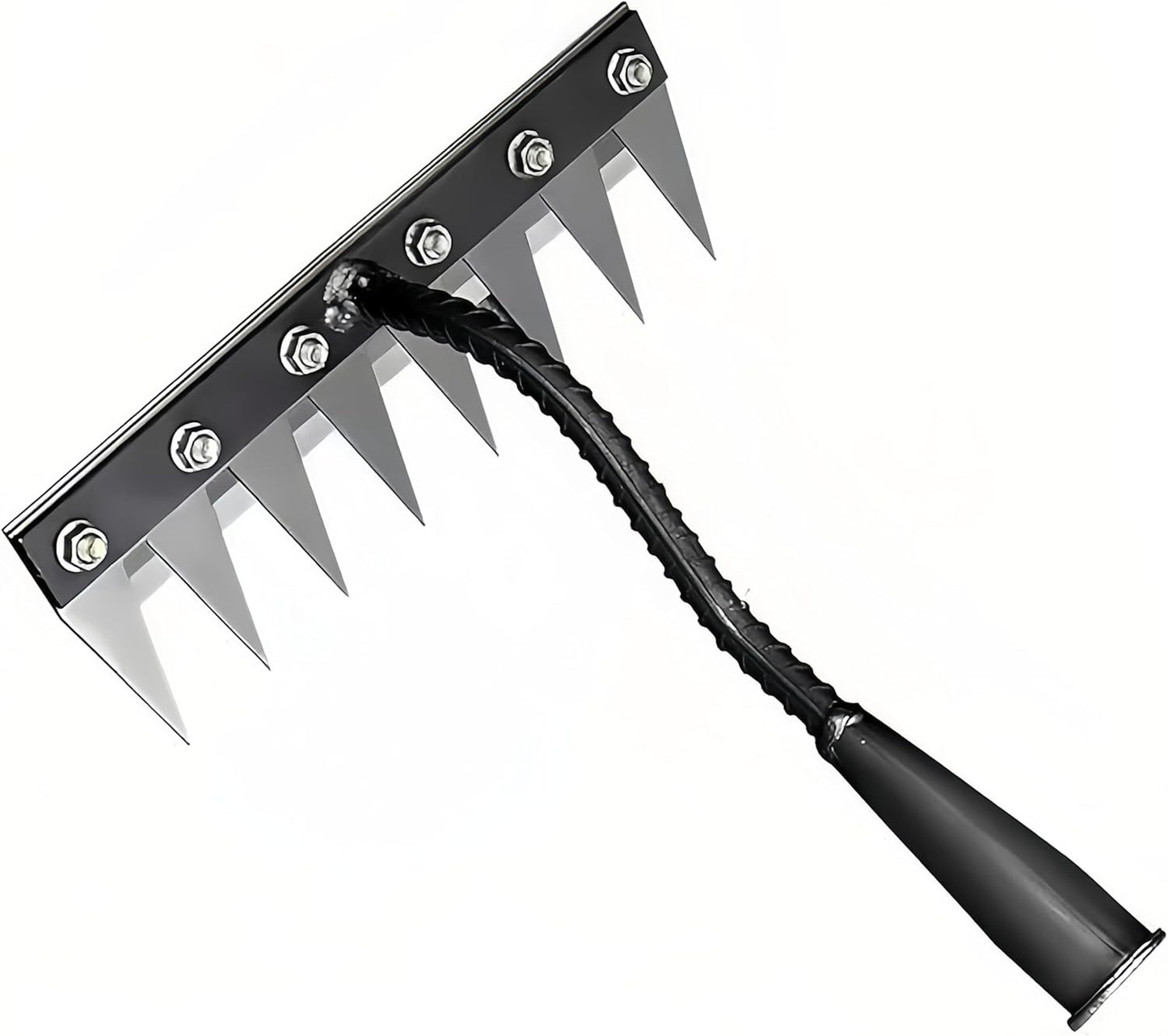 Gardenia Iron Weeding Rake, Iron Rake 2.0 for Gardening and Weeding, Detachable Double-Edged Blade Design Carbon Steel Heavy-Duty Weed Rakes,Hand Weed Puller Tools for Lawn Yard Garden Farm(8 teeths)