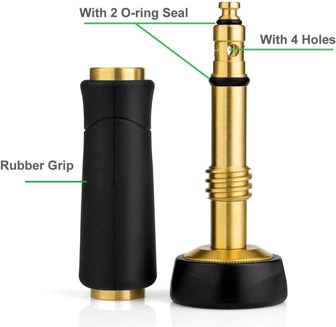 Brass Hose Nozzle, Adjustable Twist hose Sprayer, High Pressure Hose Nozzle with On-Off Valve, Leakproof Operation 3/4" Connector, Jet Sweeper Nozzle for Patio and Pet, Car Washing, 3 Pack