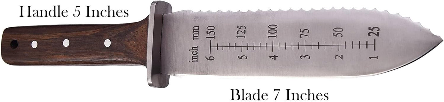 Namibagata Japanese Steel Straight Garden Knife use for Digging, Weeding knife & Planting Knife 12" Stainless Steel with Cutting Edge, Full-Tang walnut Wood Handle with Sheath