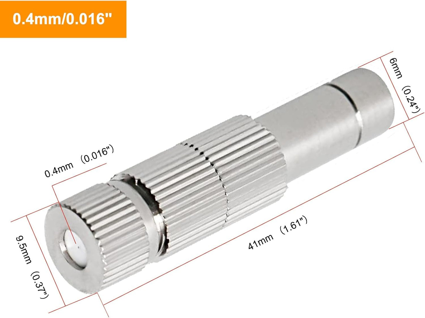 20pcs Brass Mister Nozzles, 6mm Misting Nozzles for Outdoor Cooling System, Landscaping, Air Humidification, Greenhouse Irrigation (with Filter, 0.016"/0.4mm Orifice)