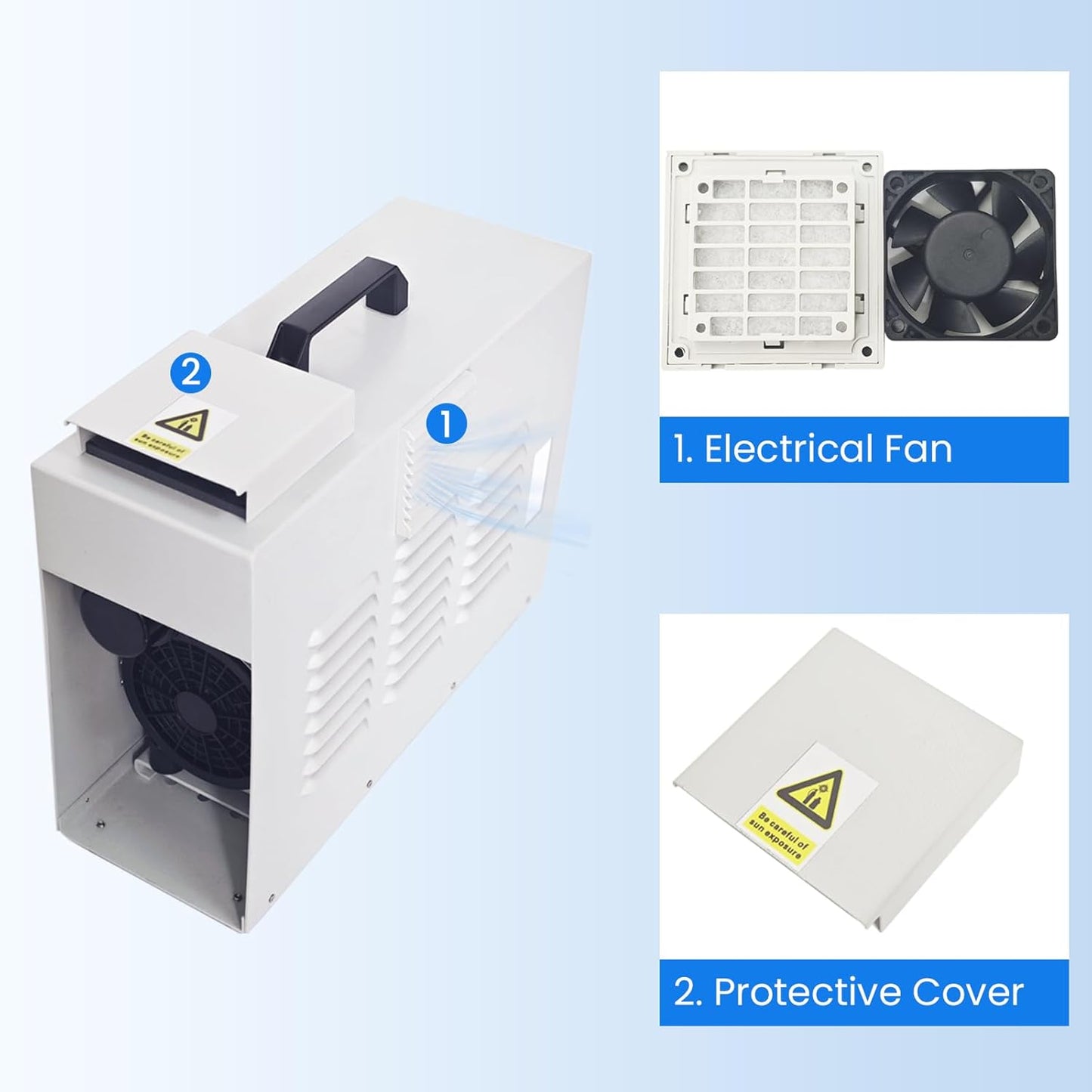 Pond Aerator Pump with Outdoor Cabinet, Touchscreen Displayer Operation, Ventilation Fan for Deep Water Circulation