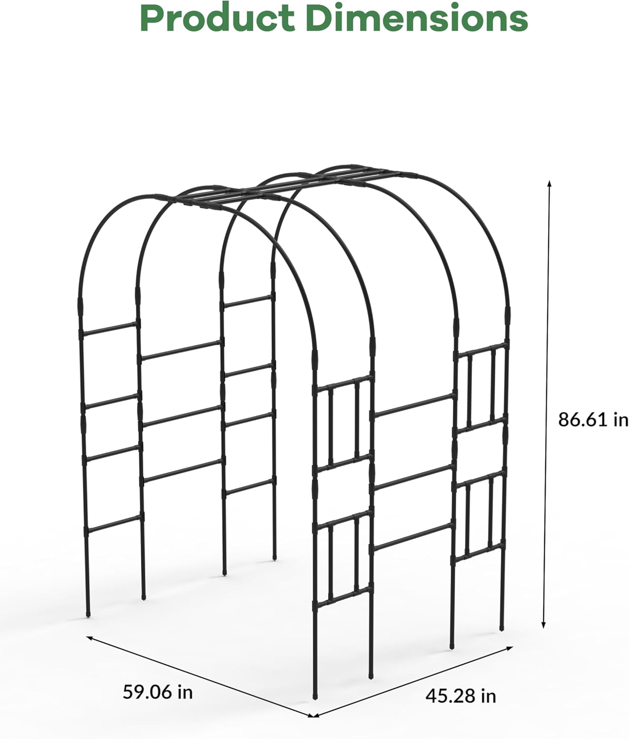 Garden Arch Trellis，Garden Arch Trellis for Climbing Plants - 59" L x 86.6" H Metal Outdoor Arbor with Rust-Resistant Coating - Perfect for Weddings, Patio, Lawn Decor & Vine Support