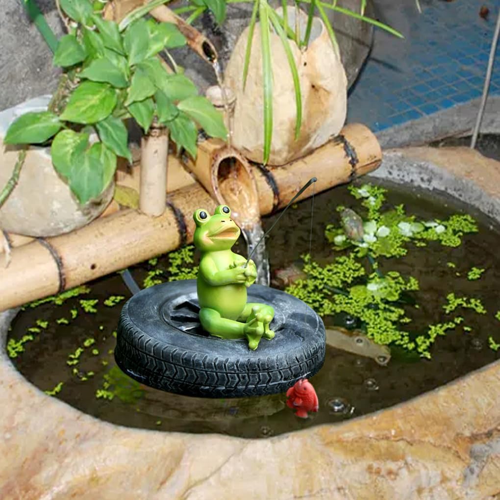 Floating Resin Frog Figurine Pond Decor Statue Outdoor Accessories Float Frog Funny Craft Animal for Garden, Park, Pool