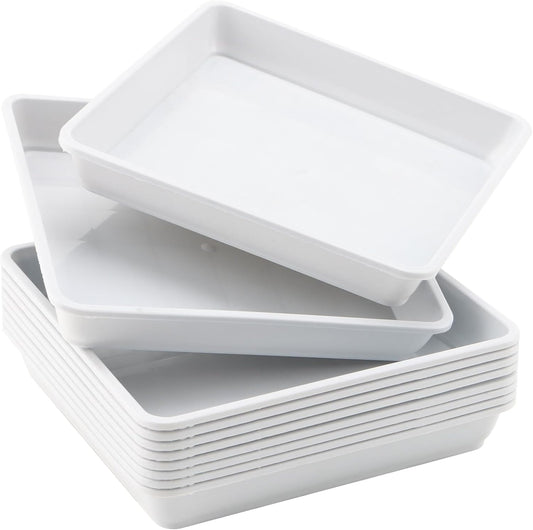 JOIKIT 10 PCS 11.4 x 11.4 Inch Square Plant Saucer, 1.6 Inch Deep Plastic Square Planter Base Bottom Pot Trays, Drip Plates for Plant Pot IndoorsOutdoor, White
