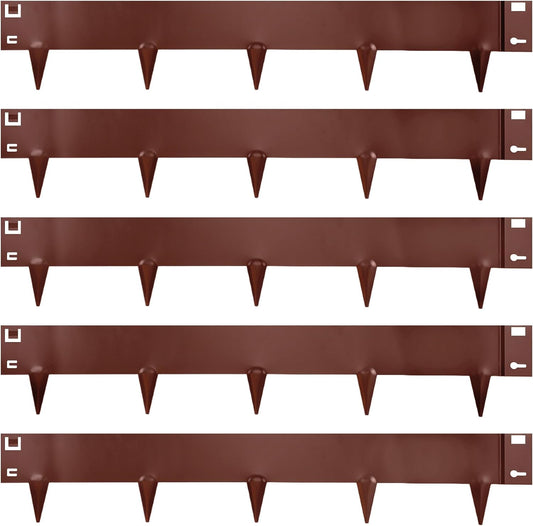 5 Pack Metal Landscape Edging, 42”L x 7”H Brown Bendable Steel Lawn Garden Edging Border, No Dig Edging for Landscaping Yard Pathway (16.5 Ft Total)