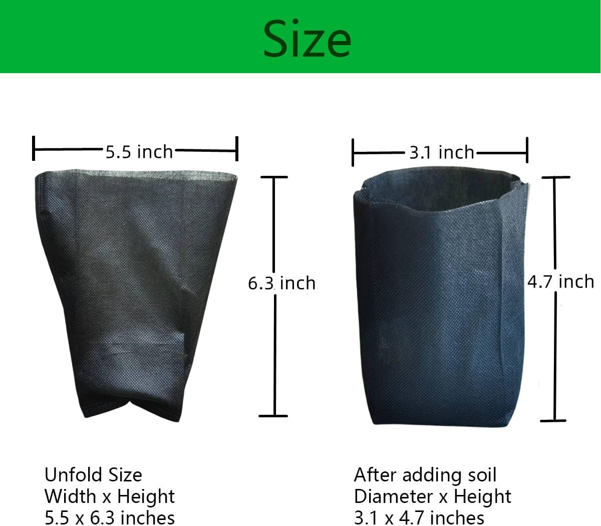 gardtree Plant Nursery Bags 5.5" * 6.3" 400PCS, Non-Woven Plant Grow Bags Fabric Seedling Starter Bags for Vegetable Flower Fruit Saplings Tree, Home Garden Supply