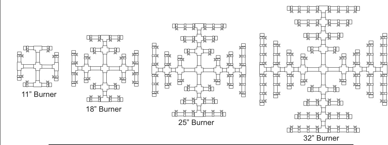 11" Inch Brass Jet Burner for Round & Square Fireplace - Natural Gas or Propane Fire Pit - Premium Outdoor Fire Pit Burner