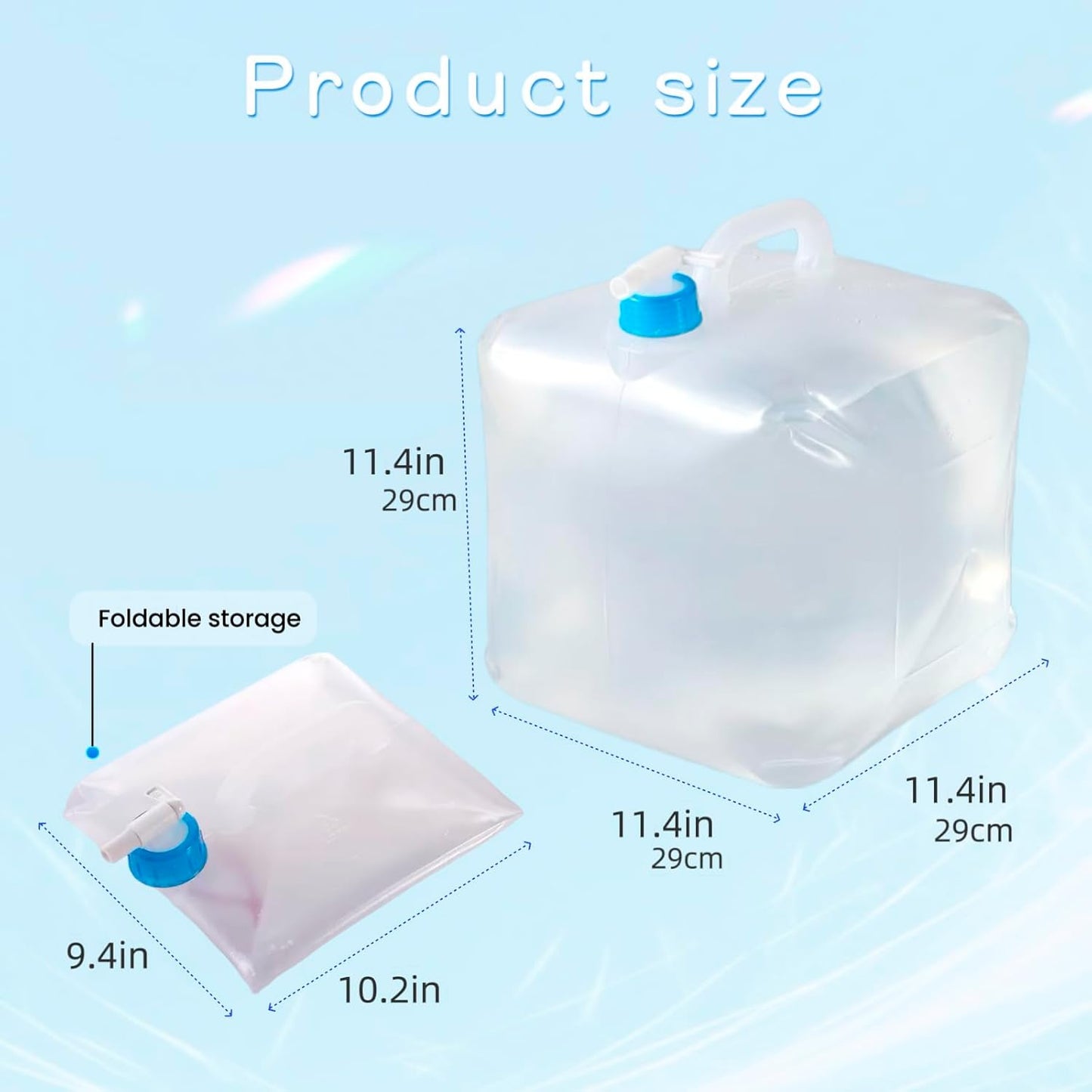 2 Packs of Collapsible Water containers, 5.3 gallons, with Faucet, Camping Water Storage Tank, for Outdoor Hiking, Collapsible Portable Kettle.