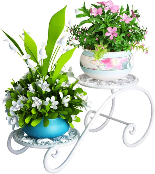 2 Tier White Plant Stand for Indoors, Beautiful Appearance And Cute Shape. White 1 Pcs