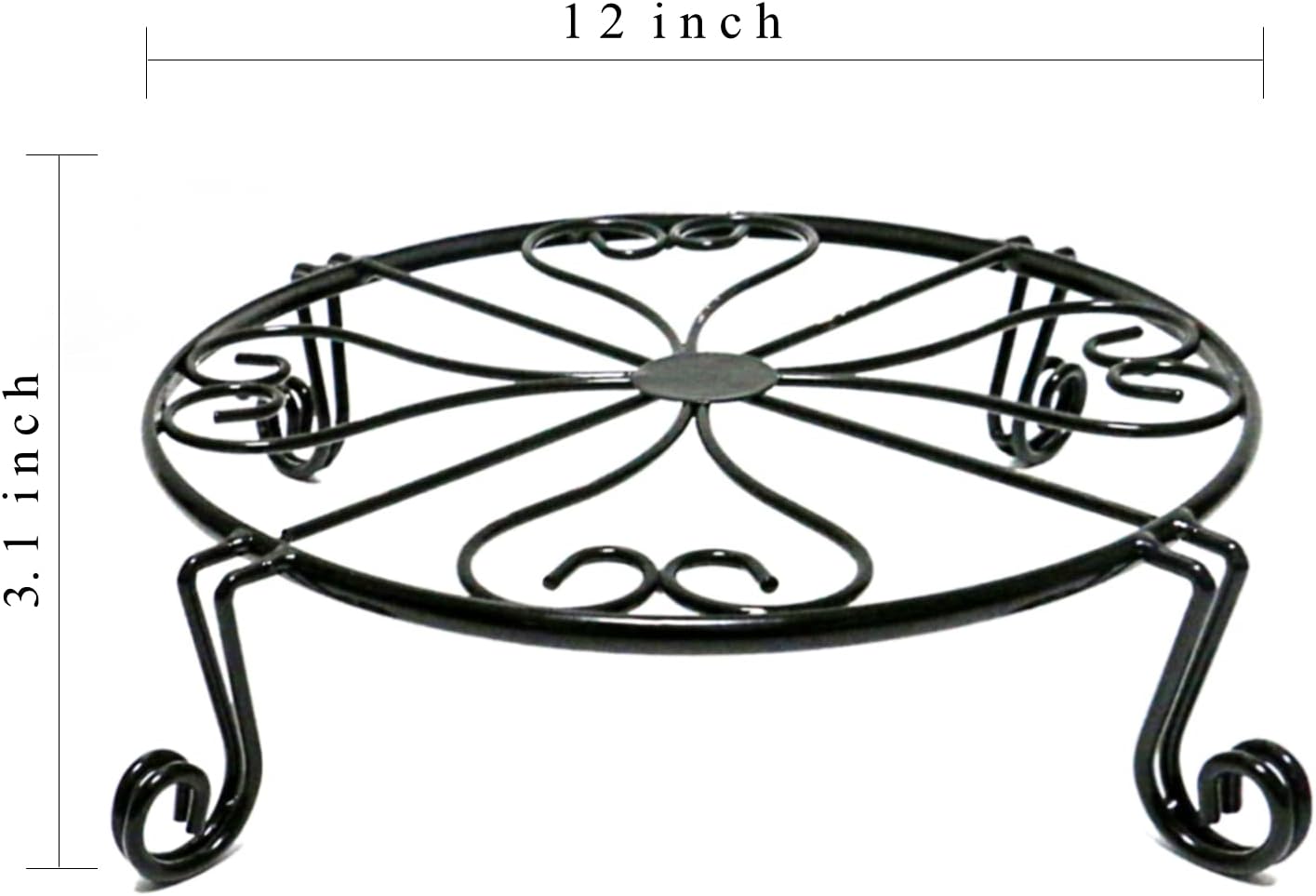 1 pack 10"-12" Metal Plant Stand Outdoor, for Flower Pot Heavy Duty Potted Holder Round Wrought Rustproof Iron Planter Stand, plant Stands Indoor Clearance and Outdoor patio - 12 Inches Black