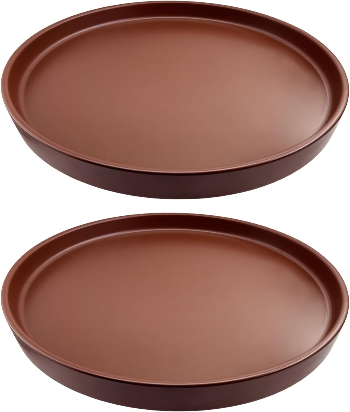2 Pack Ceramic Plant Saucer Pot Tray 8 Inch, Planter Saucers 4 5 6 7 8 9 10 11 12 13 Inch for Indoors Outdoor, Durable Sturdy Flower Drainage drip Water Tray for Glazed Pots Base (8.5 Inch-Brown)