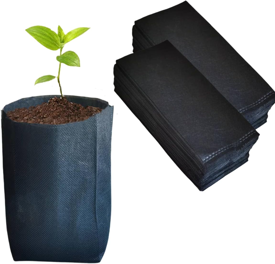 gardtree Plant Nursery Bags 7” x 7.87” 150PCS, Non-Woven Biodegradable Plant Grow Bags Fabric Seedling Starter for Vegetable Flower Fruit Saplings Tree, Home Garden Supply