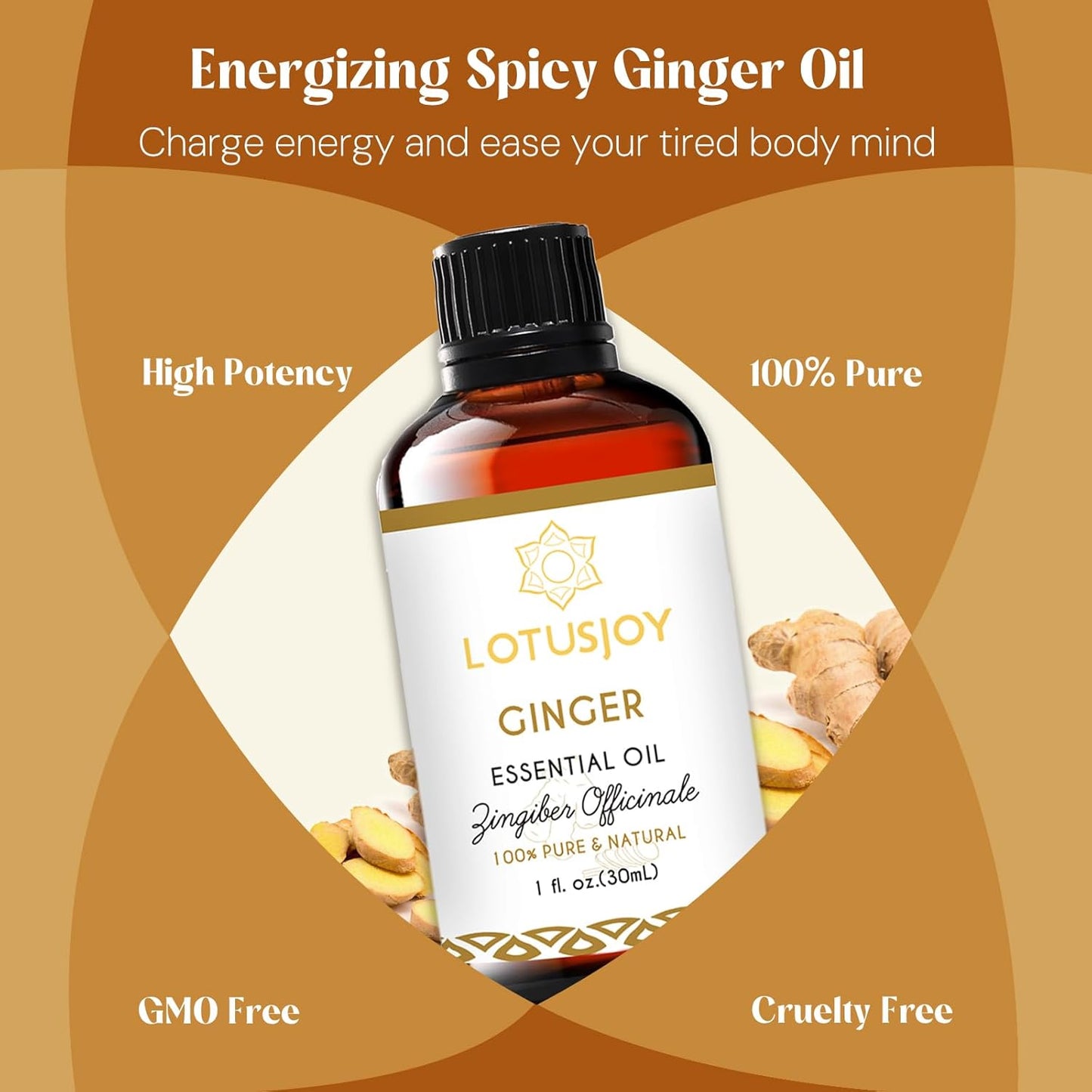 Ginger Essential Oil for Hair Growth Lymphatic Drainage Massage Diffuser- 1 Oz