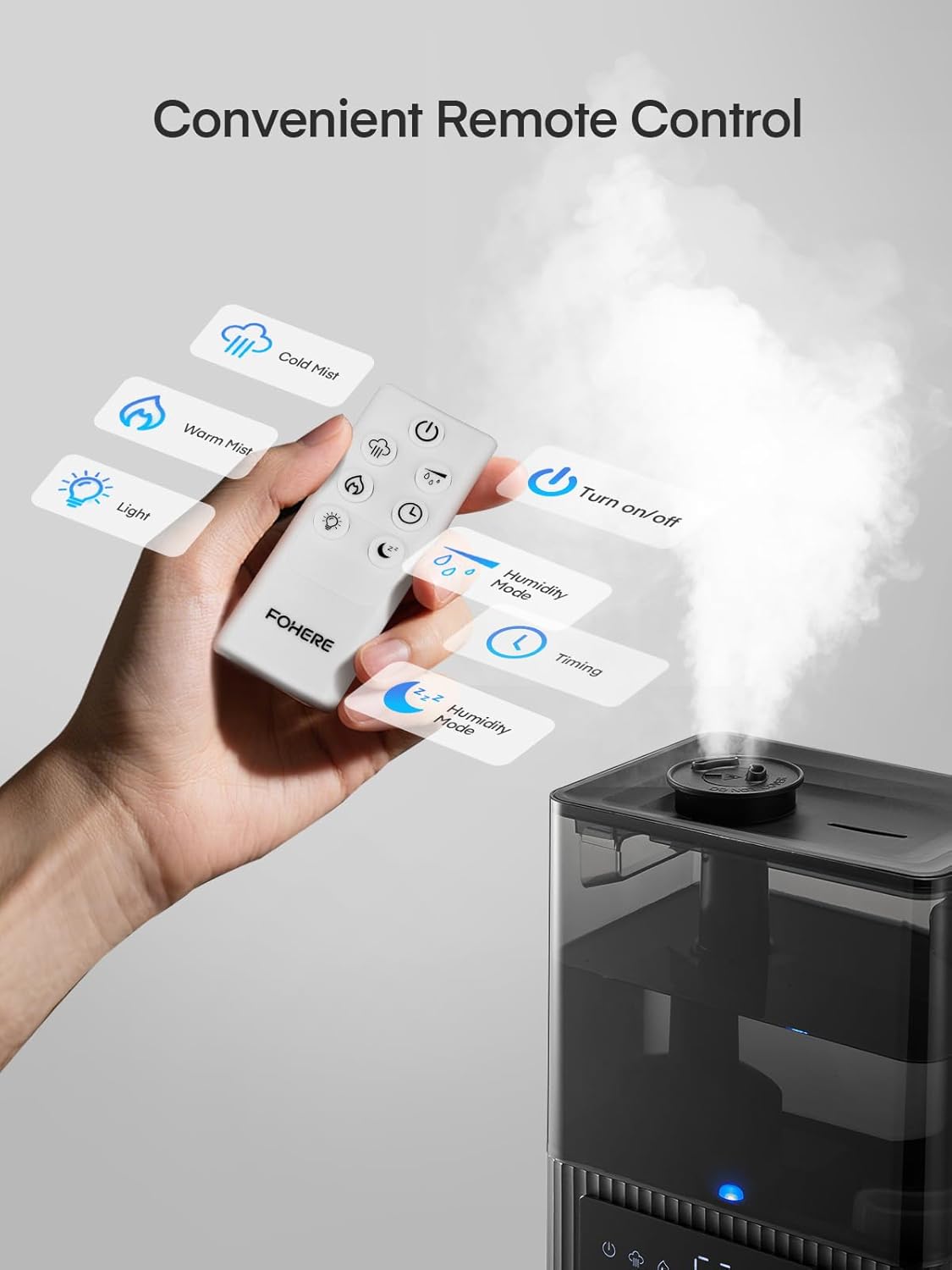 FOHERE Smart Humidifier for Bedroom, 6L Quiet Warm Cool Mist Humidifier with 60H Runtime, Aroma Diffuser, Sleep Mode, 12H Timer, Ultrasonic Top Fill Humidifiers for Home, Baby, Plants, Office