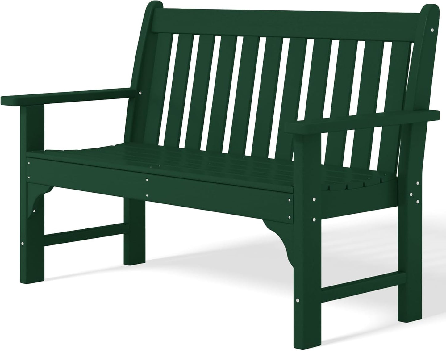 Garden Bench, Farmhouse Park Front Porch for Entryway Bench Outdoor Seating Low Bench Patio Bench Outside/Indoor, Dark Green