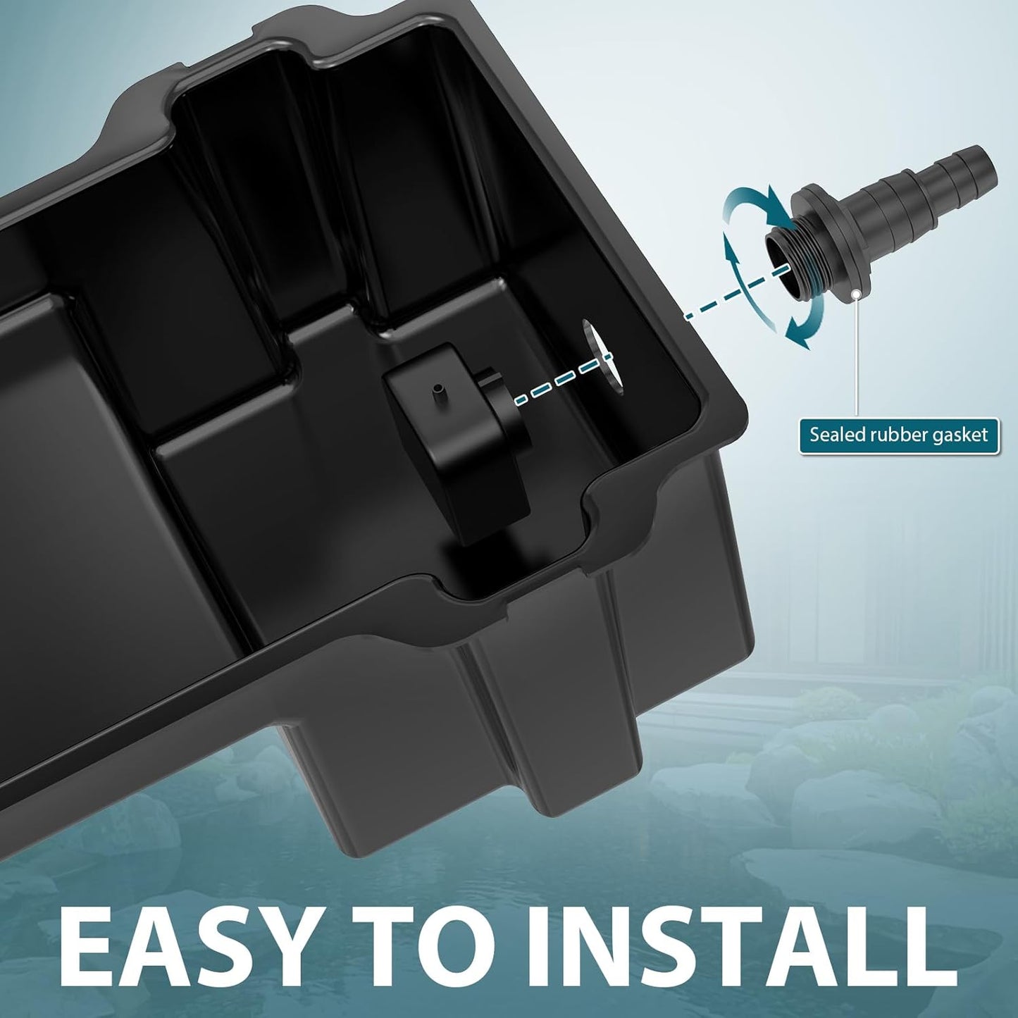 Buzzlett Waterfall Spillway with 8 inch Wide Weir, Smooth Flow Pond Waterfall Box, Easy Installation, Durable Construction, Long-Lasting for Outdoor, Ideal for Gardens, Pond Water Features and Streams